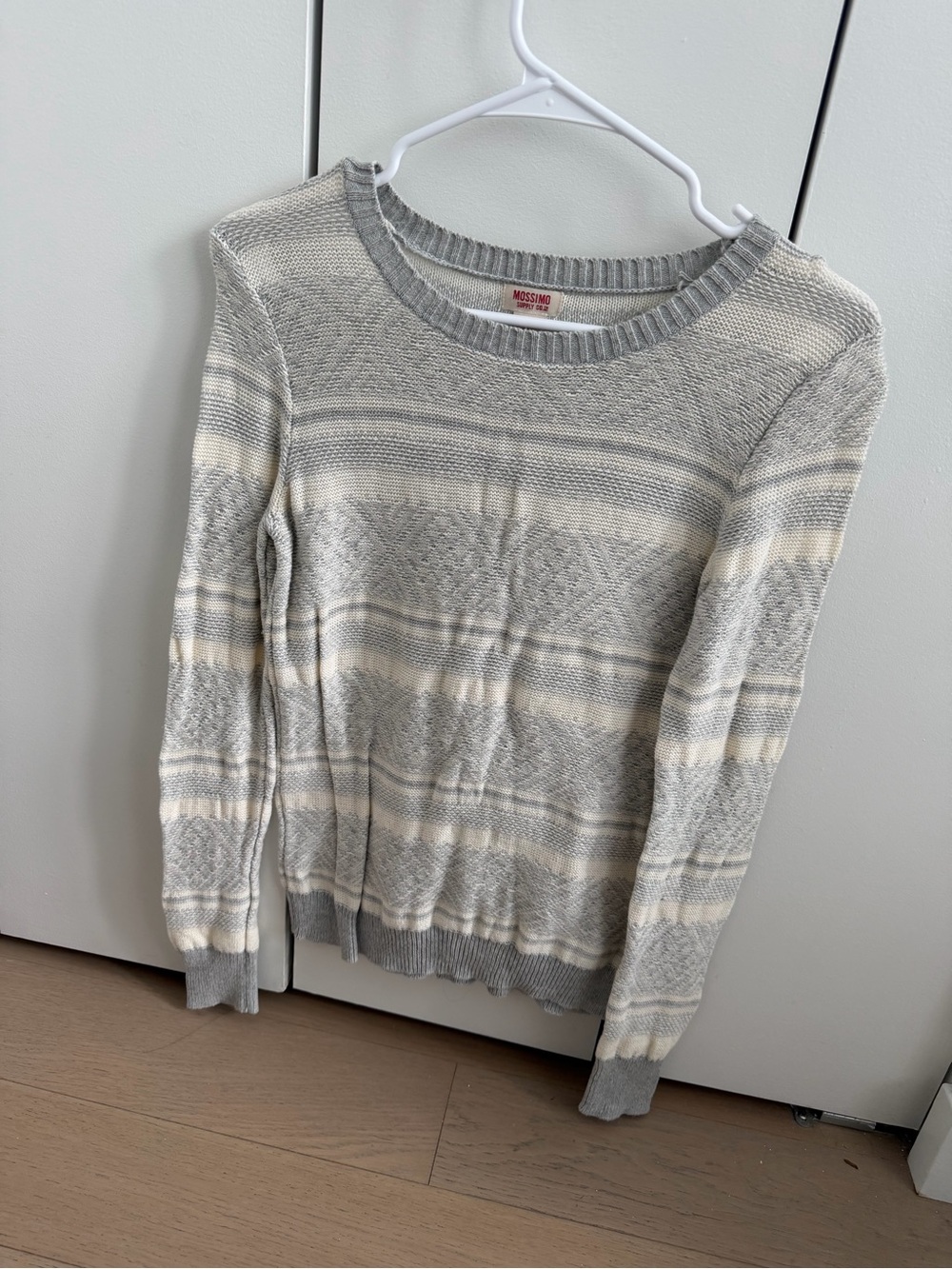 Mossimo Supply Co. Women's Gray & Cream Striped Knit Sweater - Small - NWOT